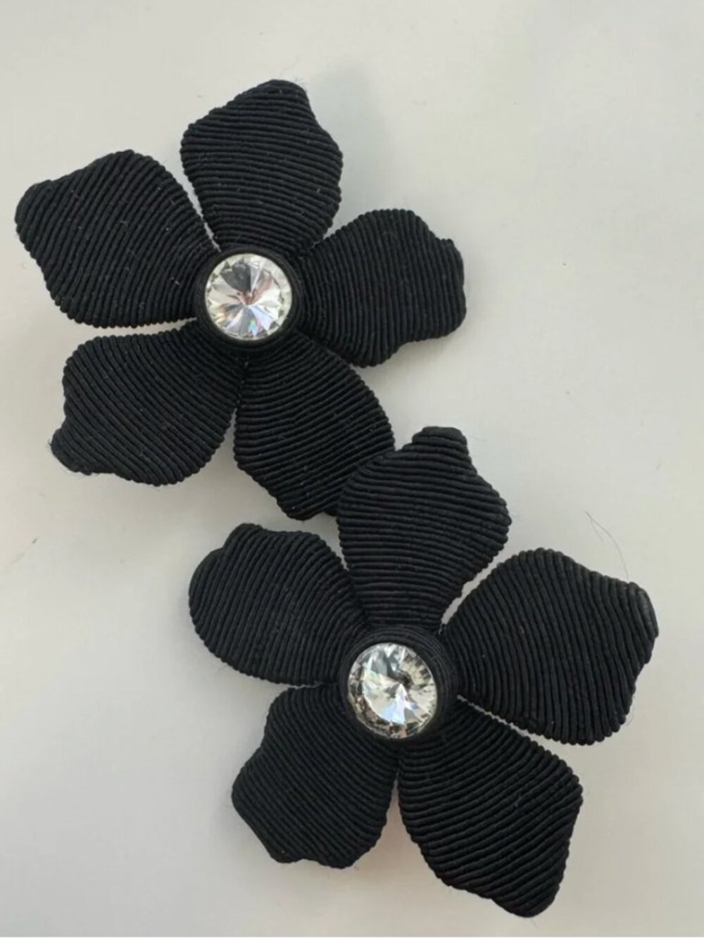 Rebecca de Ravenel | Black Flower Clip-On Statement Earrings | Used Once